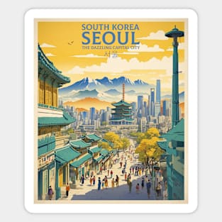 Seoul South Korea Travel Tourism Retro Vintage Magnet